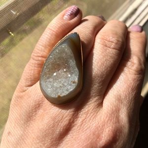 Charlene k gold plated adjustable druzy ring